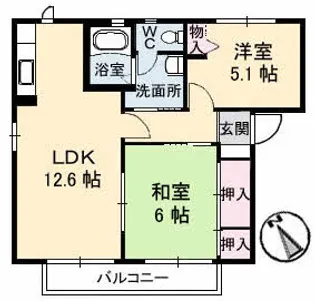 ビューヒルズ若野 A棟【2階】の間取り