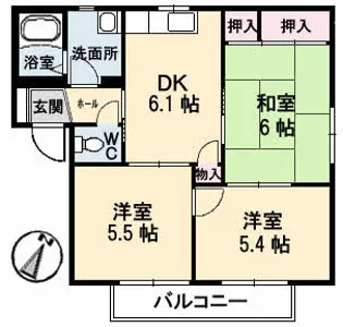 タウンヒルズDOI A棟【2階】の間取り
