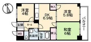 リバティーマンション【6階】の間取り