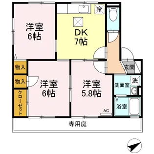 シャルマン B棟【1階】の間取り