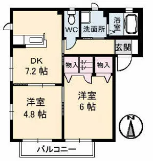 ハピネスル兒島 B館【1階】の間取り