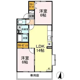 セジュール浅田【1階】の間取り