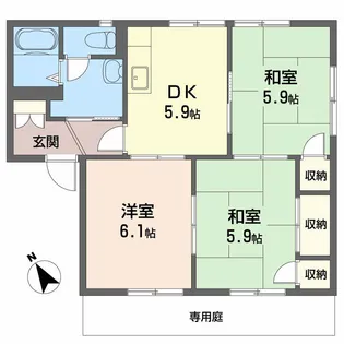 ラルジュ瀬戸B棟【1階】の間取り