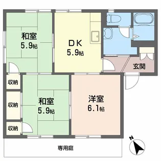 ラルジュ瀬戸C棟【1階】の間取り