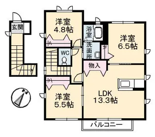 シャーメゾン ベルヴェ【2階】の間取り