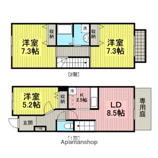 ヨーロピアンシャレー ビオラ【104号室】の間取り