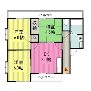 コーポラス村岡【202号室】の間取り