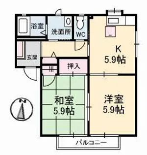 サン・シュライン W棟【1階】の間取り