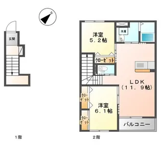 スカイグレイス【201号室】の間取り