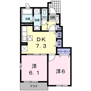 オアシス 南館【1階】の間取り