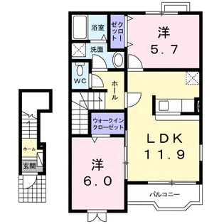 ヴィクトリアハウスーB【2階】の間取り