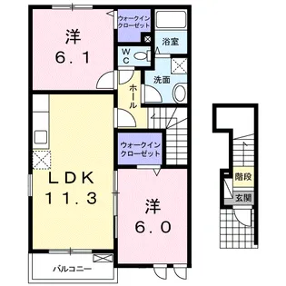 リバーサイドレジデンスA【2階】の間取り