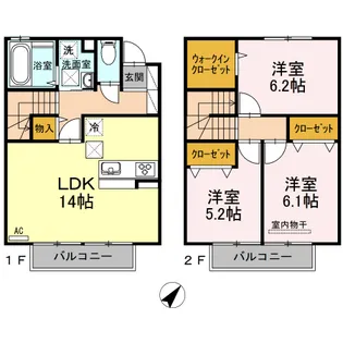 山口県山口市黄金町【テラスハウス】の間取り