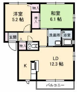 山口県山口市吉敷佐畑2丁目【アパート】の間取り