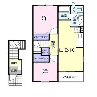 メロディハイム横入川G【2階】の間取り