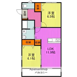 レジデンス牟礼南D棟【1階】の間取り