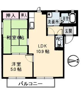 クレインフィールドⅡ A棟【2階】の間取り