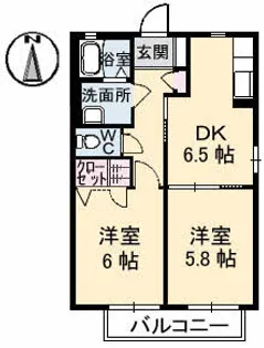 コーポ シャルダン【2階】の間取り
