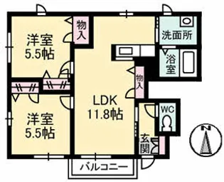 ハイツ コスモス【1階】の間取り