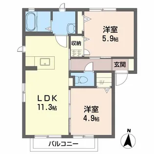 メゾン コンフォート A棟【2階】の間取り