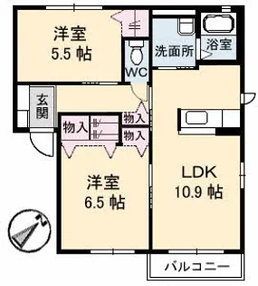 メゾンスカイヒルズ B棟【1階】の間取り