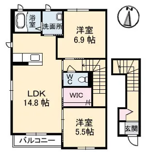 ディアコート・中央【2階】の間取り