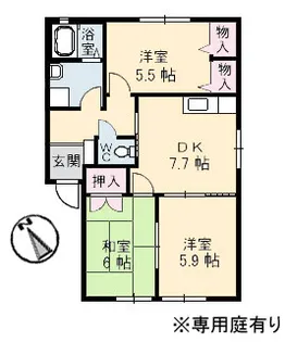 フレグランス川下【1階】の間取り