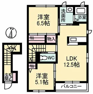 スプリングヒルズ虹ヶ丘D【2階】の間取り