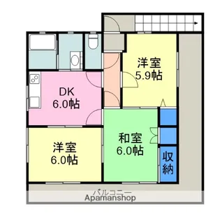 ディアズ山手B棟【2階】の間取り