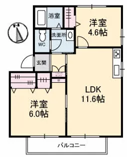 フラッツ チェリー B棟【2階】の間取り