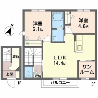 ミラ・グレース B棟【2階】の間取り