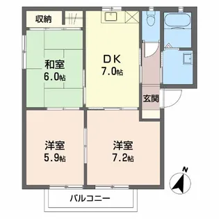 ハピネスサカエ【1階】の間取り