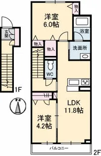 アリスティオ・ガーデンY C【2階】の間取り