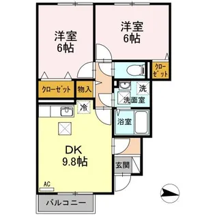 ビズビー広瀬 A棟【1階】の間取り