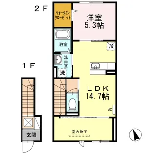 DーROOM柳井【2階】の間取り