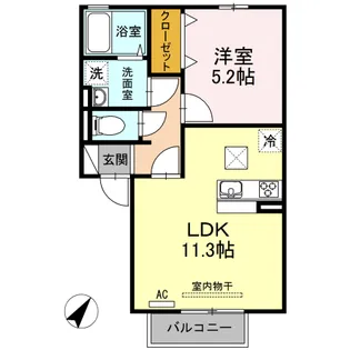 DーROOM大屋 B棟【1階】の間取り