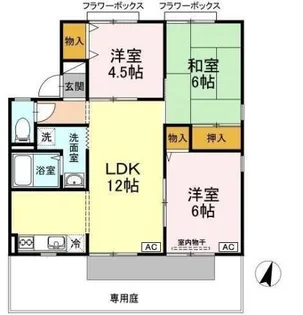 セジュール虹(A棟・B棟) A棟【1階】の間取り