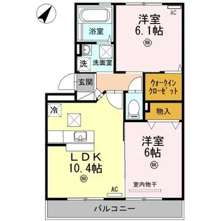 リビングタウン勝間 B棟【B103号室】の間取り