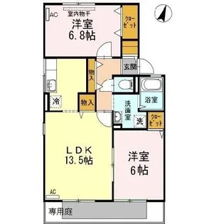 ハイカムール泉都町 B棟【1階】の間取り