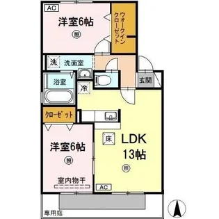 セジュール清少納言 A棟【1階】の間取り