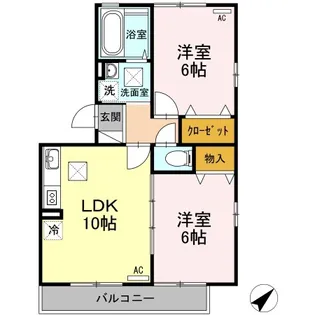 リビングタウン山大通り B棟【1階】の間取り