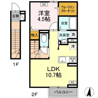 DーROOM若宮【2階】の間取り