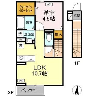 DーROOM若宮【2階】の間取り