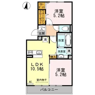 ウィルコート小郡給領町 C・D D棟【3階】の間取り