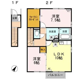 プロシードK B棟【2階】の間取り