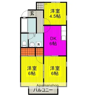 レーベン上木部【2階】の間取り
