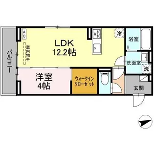 開出本町DーROOM B棟【1階】の間取り