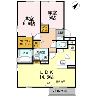 Yラルーチェ【1階】の間取り