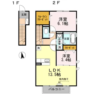 DーROOM桜 A棟【A201号室】の間取り