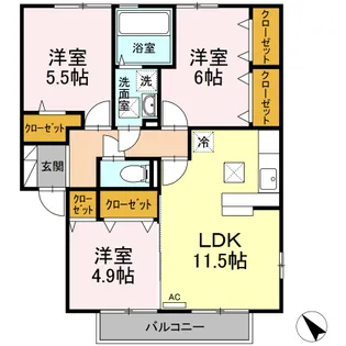 アンシャンテ B棟【1階】の間取り